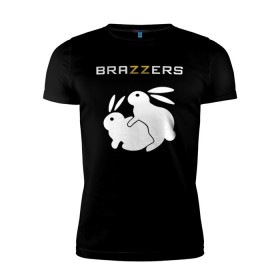Мужская футболка премиум с принтом Brazzers в Курске, 92% хлопок, 8% лайкра | приталенный силуэт, круглый вырез ворота, длина до линии бедра, короткий рукав | brazzers | а | бразерс | браззерс | братья | зайцы | звезда | кролики | надпись | прикол | проно хуб | сайт | 