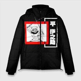 Мужская зимняя куртка 3D с принтом Demon Slayer Иноске в Курске, верх — 100% полиэстер; подкладка — 100% полиэстер; утеплитель — 100% полиэстер | длина ниже бедра, свободный силуэт Оверсайз. Есть воротник-стойка, отстегивающийся капюшон и ветрозащитная планка. 

Боковые карманы с листочкой на кнопках и внутренний карман на молнии. | demon hunter | demon slayer | inosuke hashibira | kimetsu no yaiba | иноске хашибира | клинок | клинок рассекающий демонов | рассекающий демонов