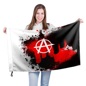 Флаг 3D с принтом АНАРХИЯ в Курске, 100% полиэстер | плотность ткани — 95 г/м2, размер — 67 х 109 см. Принт наносится с одной стороны | anarchy | анархия | анархо коммунизм | граффити | символ | стена | череп