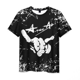 Мужская футболка 3D с принтом Алиса в Курске, 100% полиэфир | прямой крой, круглый вырез горловины, длина до линии бедер | Тематика изображения на принте: alisa | music | rock | ussr | алиса | алиса группа | константин кинчев | музыка | рок | ссср