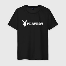 Мужская футболка хлопок с принтом PLAYBOY в Курске, 100% хлопок | прямой крой, круглый вырез горловины, длина до линии бедер, слегка спущенное плечо. | brand | brazzers | faketaxi | hub | mode | playboy | бразерс | бренд | мода | фейк такси