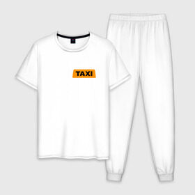 Мужская пижама хлопок с принтом FAKE TAXI в Курске, 100% хлопок | брюки и футболка прямого кроя, без карманов, на брюках мягкая резинка на поясе и по низу штанин
 | brand | brazzers | fake taxi | faketaxi | hub | mode | playboy | бразерс | бренд | мода | фейк такси