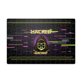Пазл магнитный 126 элементов с принтом Hacked в Курске, полимерный материал с магнитным слоем | 126 деталей, размер изделия —  180*270 мм | cybepunk | hacked | hacker | it | аноним | анонимус | взлом | взломщик | киберпанк | программист | хак | хакер