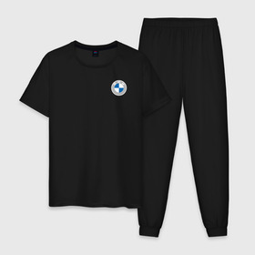 Мужская пижама хлопок с принтом BMW LOGO 2020 в Курске, 100% хлопок | брюки и футболка прямого кроя, без карманов, на брюках мягкая резинка на поясе и по низу штанин
 | bmw | bmw performance | m | motorsport | performance | бмв | бэха | моторспорт