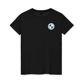Женская футболка хлопок с принтом BMW LOGO 2020 в Курске, 100% хлопок | прямой крой, круглый вырез горловины, длина до линии бедер, слегка спущенное плечо | bmw | bmw performance | m | motorsport | performance | бмв | бэха | моторспорт