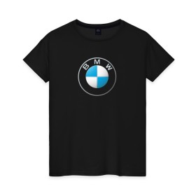 Женская футболка хлопок с принтом BMW LOGO 2020 в Курске, 100% хлопок | прямой крой, круглый вырез горловины, длина до линии бедер, слегка спущенное плечо | bmw | bmw motorsport | bmw performance | carbon | m | motorsport | performance | sport | бмв | карбон | моторспорт | спорт