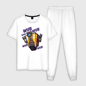 Мужская пижама хлопок с принтом Borderlands в Курске, 100% хлопок | брюки и футболка прямого кроя, без карманов, на брюках мягкая резинка на поясе и по низу штанин
 | железяка | робот