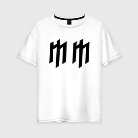Женская футболка хлопок Oversize с принтом Marilyn Manson в Курске, 100% хлопок | свободный крой, круглый ворот, спущенный рукав, длина до линии бедер
 | hugh warner | marilyn manson | rock | глэм рок | гот | индастриал метал | индастриал рок | музыка | мэрилин мэнсон | рок | фрик | хард рок | шок рок