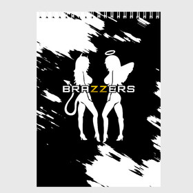 Скетчбук с принтом Brazzers в Курске, 100% бумага
 | 48 листов, плотность листов — 100 г/м2, плотность картонной обложки — 250 г/м2. Листы скреплены сверху удобной пружинной спиралью | brazzers | ана | ангел | бразерс | браззерс | братья | демон | звезда | надпись | прикол | проно хуб | сайт | 