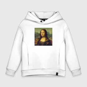 Детское худи Oversize хлопок с принтом Mona Lisa pixels в Курске, френч-терри — 70% хлопок, 30% полиэстер. Мягкий теплый начес внутри —100% хлопок | боковые карманы, эластичные манжеты и нижняя кромка, капюшон на магнитной кнопке | Тематика изображения на принте: mona lisa | pixels | искусство | картина | мона лиза | пиксели