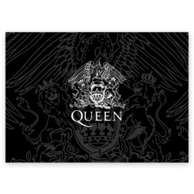 Поздравительная открытка с принтом QUEEN в Курске, 100% бумага | плотность бумаги 280 г/м2, матовая, на обратной стороне линовка и место для марки
 | queen | rock | we will rock you | брайан мэи | группа queen | группа квин | джон дикон | квин | королева | король | роджер тейлор | рок | фредди меркьюри