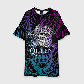 Детское платье 3D с принтом QUEEN | Freddie Mercury (Z) в Курске, 100% полиэстер | прямой силуэт, чуть расширенный к низу. Круглая горловина, на рукавах — воланы | queen | rock | we will rock you | брайан мэи | группа queen | группа квин | джон дикон | квин | королева | король | роджер тейлор | рок | фредди меркьюри