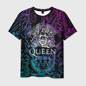 Мужская футболка 3D с принтом QUEEN в Курске, 100% полиэфир | прямой крой, круглый вырез горловины, длина до линии бедер | Тематика изображения на принте: queen | rock | we will rock you | брайан мэи | группа queen | группа квин | джон дикон | квин | королева | король | роджер тейлор | рок | фредди меркьюри
