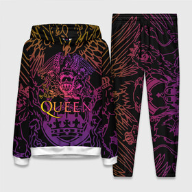 Женский костюм 3D (с толстовкой) с принтом QUEEN в Курске,  |  | queen | rock | we will rock you | брайан мэи | группа queen | группа квин | джон дикон | квин | королева | король | роджер тейлор | рок | фредди меркьюри
