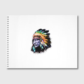 Альбом для рисования с принтом Индеец в Курске, 100% бумага
 | матовая бумага, плотность 200 мг. | art | wolf | америка | вождь | волк | голова | индеец | майя | навахо | парню | перья | племя | портрет | прикольная | сша | человек | чероки