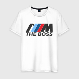 Мужская футболка хлопок с принтом BMW THE BOSS в Курске, 100% хлопок | прямой крой, круглый вырез горловины, длина до линии бедер, слегка спущенное плечо. | bmw | bmw performance | m | motorsport | performance | бмв | бэха | моторспорт