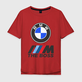 Мужская футболка хлопок Oversize с принтом BMW BOSS | БМВ БОСС в Курске, 100% хлопок | свободный крой, круглый ворот, “спинка” длиннее передней части | bmw | bmw performance | m | motorsport | performance | бмв | бэха | моторспорт