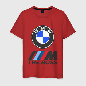 Мужская футболка хлопок с принтом BMW BOSS | БМВ БОСС в Курске, 100% хлопок | прямой крой, круглый вырез горловины, длина до линии бедер, слегка спущенное плечо. | bmw | bmw performance | m | motorsport | performance | бмв | бэха | моторспорт