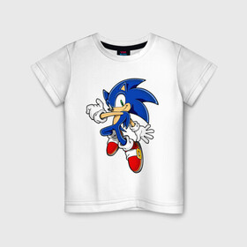 Детская футболка хлопок с принтом Sonic в Курске, 100% хлопок | круглый вырез горловины, полуприлегающий силуэт, длина до линии бедер | Тематика изображения на принте: доктор эггман | ёж соник | соник | соник в кино