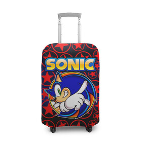 Чехол для чемодана 3D с принтом Sonic в Курске, 86% полиэфир, 14% спандекс | двустороннее нанесение принта, прорези для ручек и колес | 90 е | old school | sega | sonic | еж | игра | олдскулл | сега | синий еж | соник