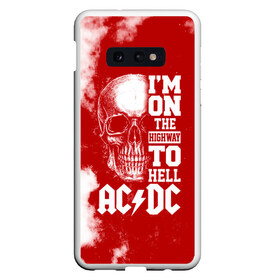 Чехол для Samsung S10E с принтом Im on the highway to hell AC DC в Курске, Силикон | Область печати: задняя сторона чехла, без боковых панелей | Тематика изображения на принте: ac dc | acdc | acdc ас дс | angus | back in black | highway to hell | mckinnon | young | австралийская | ангус янг | ас дс | асдс | блюз | в форме | гитара | группа | крис слэйд | метал | молния | музыка | п | певец | рок | рок н ролл