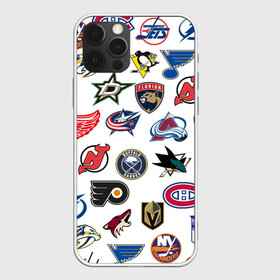 Чехол для iPhone 12 Pro с принтом NHL PATTERN в Курске, силикон | область печати: задняя сторона чехла, без боковых панелей | anaheim ducks | arizona coyotes | boston bruins | buffalo sabres | calgary flames | canadiens de montreal | carolina hurricanes | chicago blackhawks | colorado avalanche | columbus blue jackets | dallas stars | detroit red wings | edmonton oil | hockey | 