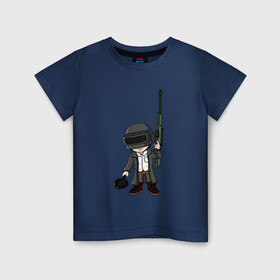 Детская футболка хлопок с принтом PUBG в Курске, 100% хлопок | круглый вырез горловины, полуприлегающий силуэт, длина до линии бедер | игра | игрок | игры | оружие | пабг | пубг | сковородка | сковородка пабг | сковородка пубг | солдат | человечки | чибики