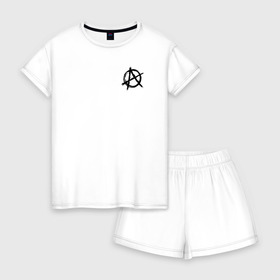 Женская пижама с шортиками хлопок с принтом АНАРХИЯ в Курске, 100% хлопок | футболка прямого кроя, шорты свободные с широкой мягкой резинкой | anarchy | punk | riot | rock | анархия | бунт | знаки | музыка | панки | рок | символ