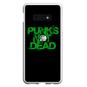 Чехол для Samsung S10E с принтом Punks Not Dead в Курске, Силикон | Область печати: задняя сторона чехла, без боковых панелей | art | punk | punks not dead | rock | sons of anarchy | анархия | арт | группа | егор летов | логотип | музыка | надпись | панк | панк рок | прикольная | рок | свобода | хаос