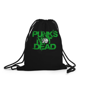 Рюкзак-мешок 3D с принтом Punks Not Dead в Курске, 100% полиэстер | плотность ткани — 200 г/м2, размер — 35 х 45 см; лямки — толстые шнурки, застежка на шнуровке, без карманов и подкладки | art | punk | punks not dead | rock | sons of anarchy | анархия | арт | группа | егор летов | логотип | музыка | надпись | панк | панк рок | прикольная | рок | свобода | хаос