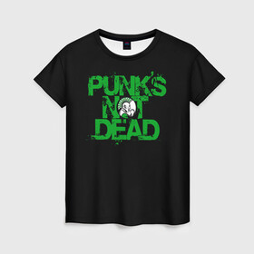 Женская футболка 3D с принтом Punks Not Dead в Курске, 100% полиэфир ( синтетическое хлопкоподобное полотно) | прямой крой, круглый вырез горловины, длина до линии бедер | art | punk | punks not dead | rock | sons of anarchy | анархия | арт | группа | егор летов | логотип | музыка | надпись | панк | панк рок | прикольная | рок | свобода | хаос