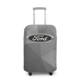 Чехол для чемодана 3D с принтом Ford ч/б в Курске, 86% полиэфир, 14% спандекс | двустороннее нанесение принта, прорези для ручек и колес | explorer | fiesta | focus | ford | gt40 | kuga | mondeo | mustang | авто | автомобиль | ам | куга | машина | мондео | мустанг | фиеста | фокус | форд
