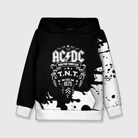 Детская толстовка 3D с принтом AC/DC T.N.T. в Курске, 100% полиэстер | двухслойный капюшон со шнурком для регулировки, мягкие манжеты на рукавах и по низу толстовки, спереди карман-кенгуру с мягким внутренним слоем | ac dc | acdc | acdc ас дс | angus | back in black | highway to hell | mckinnon | young | австралийская | ангус янг | ас дс | асдс | блюз | в форме | гитара | группа | крис слэйд | метал | молния | музыка | п | певец | рок | рок н ролл