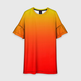 Детское платье 3D с принтом Оранж в Курске, 100% полиэстер | прямой силуэт, чуть расширенный к низу. Круглая горловина, на рукавах — воланы | orange | желто красный | кислотный | красно желтый | оранж | переход | текстуры | яркий