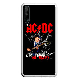 Чехол для Honor P30 с принтом AC DC let there be rock! в Курске, Силикон | Область печати: задняя сторона чехла, без боковых панелей | ac dc | acdc | acdc ас дс | angus | back in black | highway to hell | mckinnon | young | австралийская | ангус янг | ас дс | асдс | блюз | в форме | гитара | группа | крис слэйд | метал | молния | музыка | п | певец | рок | рок н ролл