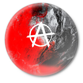 Значок с принтом АНАРХИЯ в Курске,  металл | круглая форма, металлическая застежка в виде булавки | anarchy | анархия | анархо коммунизм | граффити | символ | стена | череп