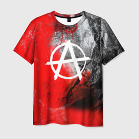 Мужская футболка 3D с принтом АНАРХИЯ в Курске, 100% полиэфир | прямой крой, круглый вырез горловины, длина до линии бедер | anarchy | анархия | анархо коммунизм | граффити | символ | стена | череп