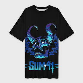 Платье-футболка 3D с принтом Horned skull в Курске,  |  | order in decline | punk | punk rock | rock | sum 41 | sum41 | марк спиколак | панк рок | поп панк | рок | рок группа | сам фоти уан