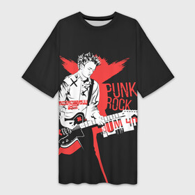 Платье-футболка 3D с принтом Punk rock в Курске,  |  | order in decline | punk | punk rock | rock | sum 41 | sum41 | марк спиколак | панк рок | поп панк | рок | рок группа | сам фоти уан