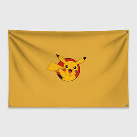 Флаг-баннер с принтом Pikachu в Курске, 100% полиэстер | размер 67 х 109 см, плотность ткани — 95 г/м2; по краям флага есть четыре люверса для крепления | 