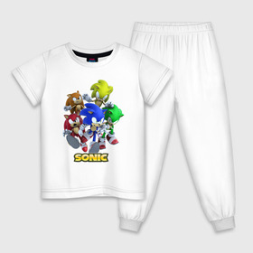 Детская пижама хлопок с принтом sonik в Курске, 100% хлопок |  брюки и футболка прямого кроя, без карманов, на брюках мягкая резинка на поясе и по низу штанин
 | game | sega | sonic the hedgehog | sonik | игра | комиксы | мультфильм | соник