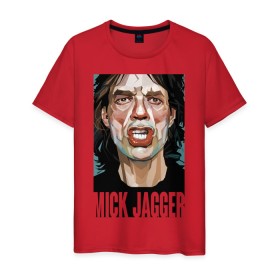 Мужская футболка хлопок с принтом MICK JAGGER в Курске, 100% хлопок | прямой крой, круглый вырез горловины, длина до линии бедер, слегка спущенное плечо. | mick jagger | music | rock | rolling stones | музыка | рок