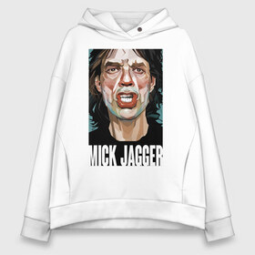 Женское худи Oversize хлопок с принтом MICK JAGGER в Курске, френч-терри — 70% хлопок, 30% полиэстер. Мягкий теплый начес внутри —100% хлопок | боковые карманы, эластичные манжеты и нижняя кромка, капюшон на магнитной кнопке | mick jagger | music | rock | rolling stones | музыка | рок