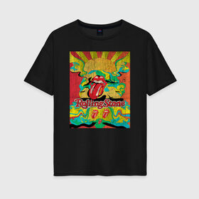Женская футболка хлопок Oversize с принтом Rolling Stones в Курске, 100% хлопок | свободный крой, круглый ворот, спущенный рукав, длина до линии бедер
 | mick jagger | music | rock | rolling stones | музыка | рок