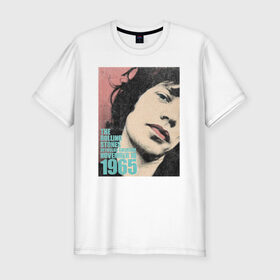 Мужская футболка хлопок Slim с принтом Mick Jagger в Курске, 92% хлопок, 8% лайкра | приталенный силуэт, круглый вырез ворота, длина до линии бедра, короткий рукав | mick jagger | music | rock | rolling stones | музыка | рок