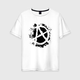 Женская футболка хлопок Oversize с принтом АНАРХИЯ в Курске, 100% хлопок | свободный крой, круглый ворот, спущенный рукав, длина до линии бедер
 | anarchy | blood | paints | riot | rock | анархия | брызги | бунт | знаки | кровь | музыка | панки | рок | символ