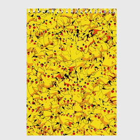 Скетчбук с принтом Пикачу в Курске, 100% бумага
 | 48 листов, плотность листов — 100 г/м2, плотность картонной обложки — 250 г/м2. Листы скреплены сверху удобной пружинной спиралью | Тематика изображения на принте: pikachu | pokemon | аниме | желтый | мультфильм | паттерн | пика | пикачу | покемон