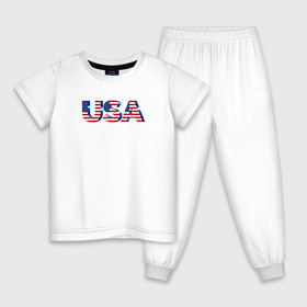 Детская пижама хлопок с принтом USA в Курске, 100% хлопок |  брюки и футболка прямого кроя, без карманов, на брюках мягкая резинка на поясе и по низу штанин
 | america | la | ny | usa | америка | американская мечта | доллар | запад | калифорния | соедененые штаты | статуя свободы | флаг сша