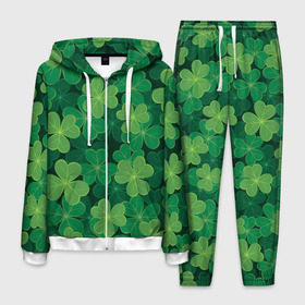 Мужской костюм 3D с принтом Ирландский клевер в Курске, 100% полиэстер | Манжеты и пояс оформлены тканевой резинкой, двухслойный капюшон со шнурком для регулировки, карманы спереди | clover | day | ireland.lucky | irish | patrick | patricks | shamrock | день | зеленая | зеленый | ирландский | клевер | купить | патрик | патрика | святого | святой