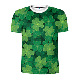 Мужская футболка 3D спортивная с принтом Ирландский клевер в Курске, 100% полиэстер с улучшенными характеристиками | приталенный силуэт, круглая горловина, широкие плечи, сужается к линии бедра | clover | day | ireland.lucky | irish | patrick | patricks | shamrock | день | зеленая | зеленый | ирландский | клевер | купить | патрик | патрика | святого | святой
